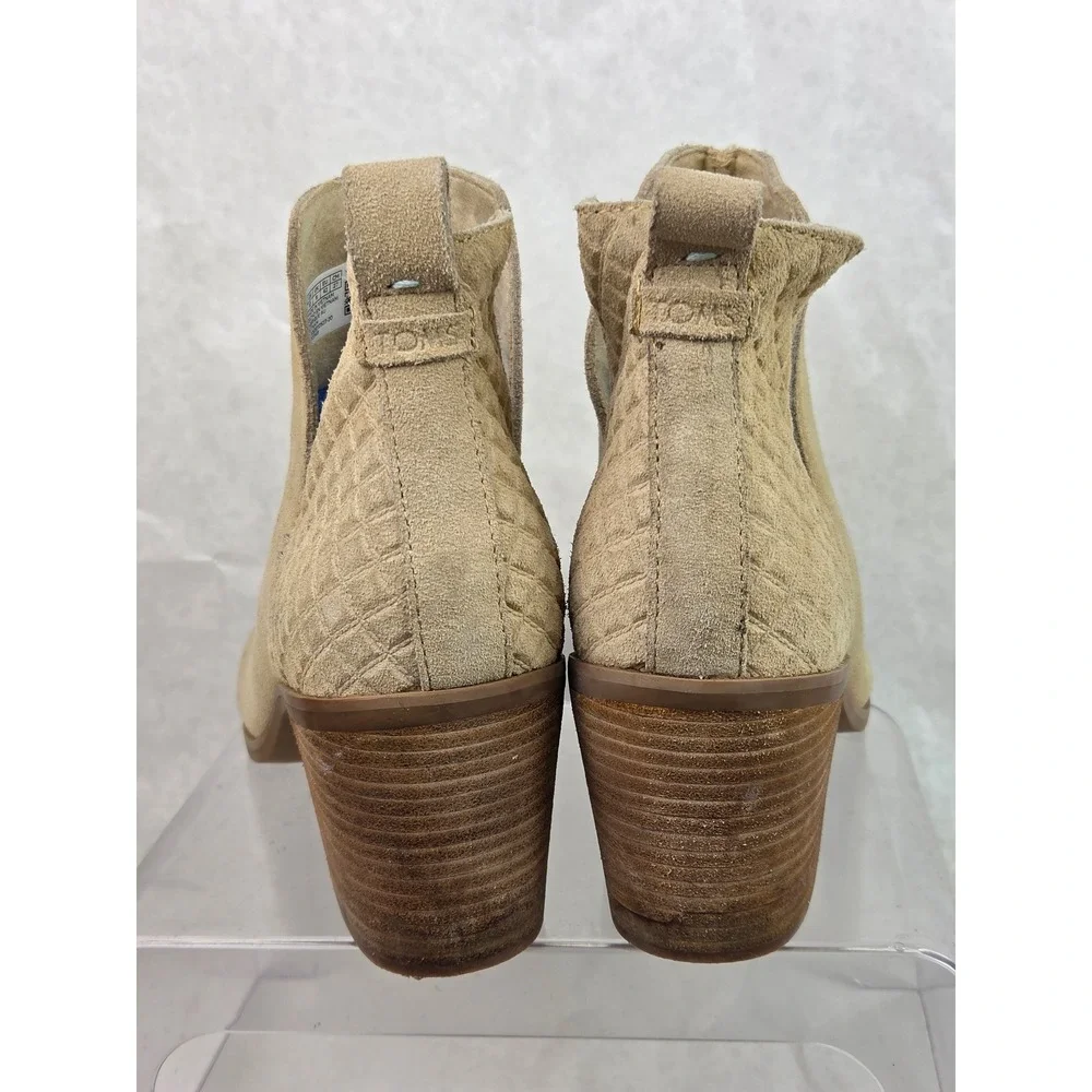 TOMS Esme Womens 10 Suede Ankle Boots Tan Chunky Heel Boho Casual Neutral Casual